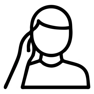 gender-neutral person tucking hair behind ear, clean lines, icon style sticker