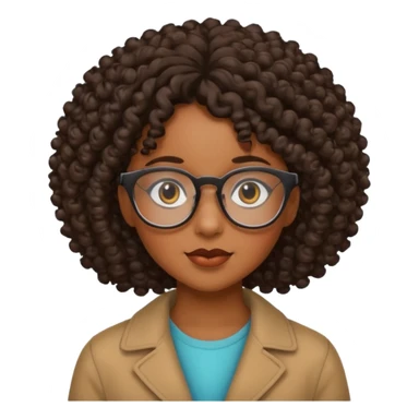Black girl with curly hair and glasses sticker