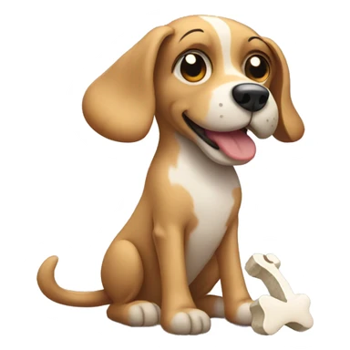 A dog with a bone  sticker