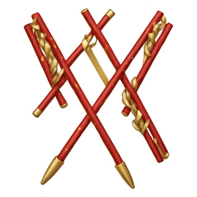 Un bâton en métal rouge, deux sections sont dorées et texturées. sticker