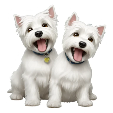 3 happy westie dogs sticker