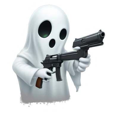 Ghost holding a gun sticker