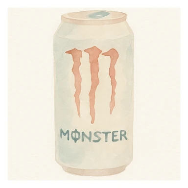 monster energy drink can, soft edges and flowing colors watercolor art style sticker