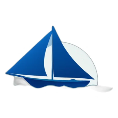 a blue sailing boat silhouette on the sea sticker
