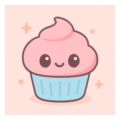 cupcake with pink icing, vibrant and cute sticker