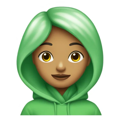 chica de pelo castañ y ojos verdes, con una sudadera sticker