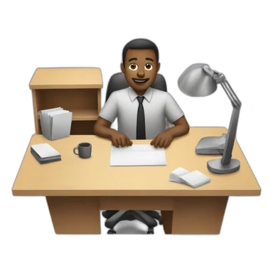 man working in his desk sticker