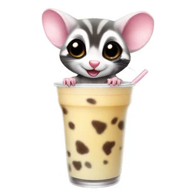 sugar glider drinking boba tea sticker