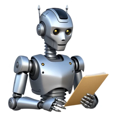 A robot writes text on paper sticker
