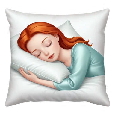 Sleeping beauty redhead white girl with a silk pillow sticker