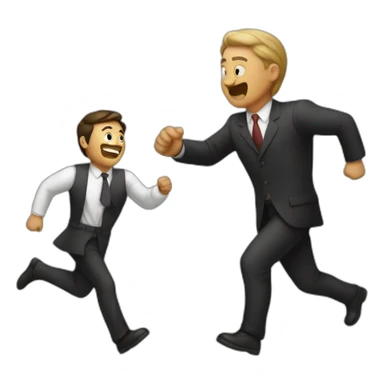 man chasing a judge sticker