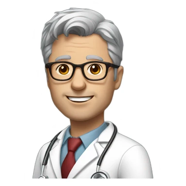 DOCTOR, MAN, FULL GREY BEARS, GREY AND WHITE SHORT HAIR, DARK RED GLASSES, REALISTIC sticker