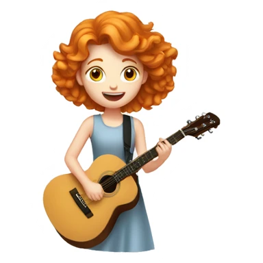 pretty GINGER girl singing playing guitar grey eyes sticker
