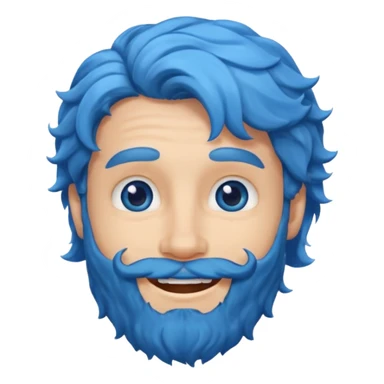 blue wavy haired bearded male, smiling sticker