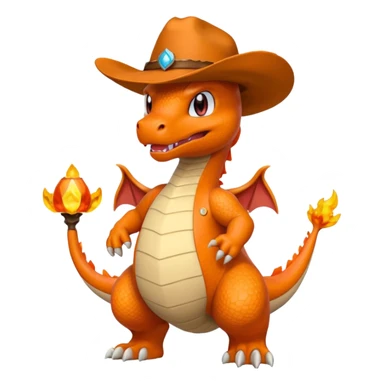 Charizard con sombrero baquero sticker