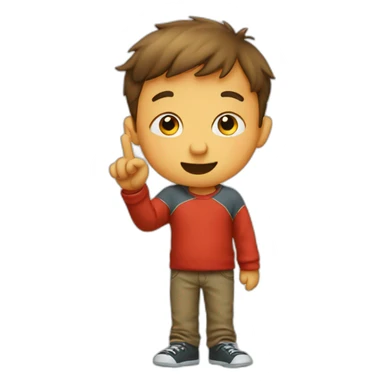 Kids putting his finger into the nose sticker