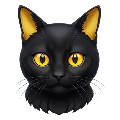 A 3D cartoon jet-black Bombay cat with glossy fur, bright golden eyes, dramatic contrast lighting, Memoji-style cinematic look. full body or half body. sticker