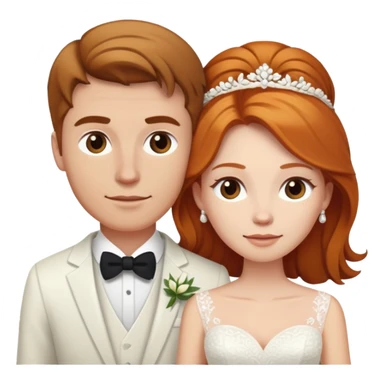 wedding couple with white man with brown hair and white woman with light ginger hair sticker