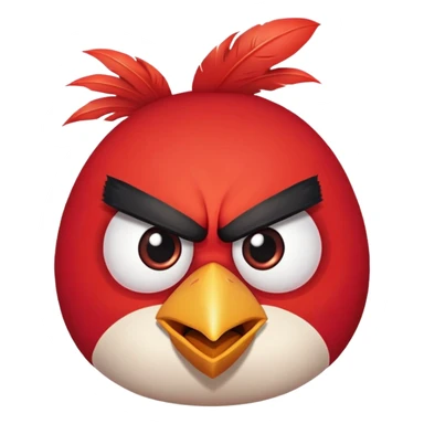 Red angry bird from Angry Birds game with triangular eyebrows and angry expression sticker