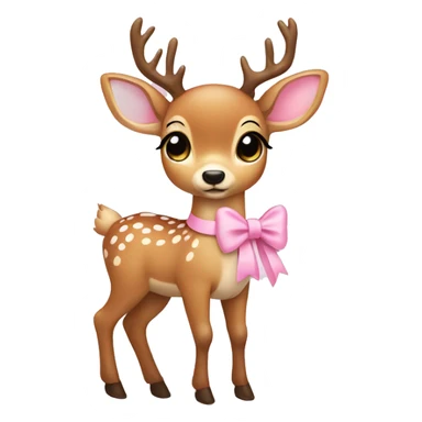 Cute full body deer wearing baby pink bow sticker