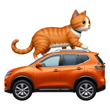 A Sideview of a Cat Driving A RED NISSAN ROGUE  sticker