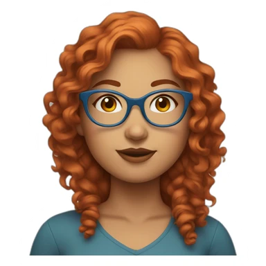 pretty curvy girl with curly copper hair and blue glasses sticker