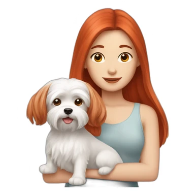 Red-haired girl with Maltese dog sticker