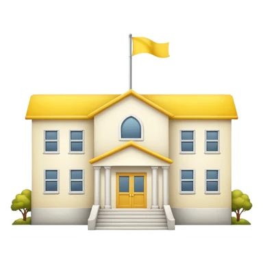 white background, magic school, with a flag, flag on a roof, yellow flag, white school sticker