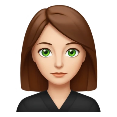 pretty middle age woman with green eyes and shoulder length straight brown hair  sticker
