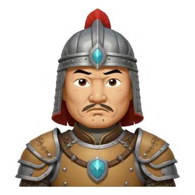 portrait of Genghis Khan in armor rotated 45 degrees to the right sticker