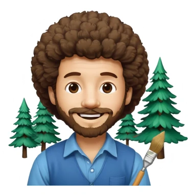 Bob Ross and Happy Little trees sticker