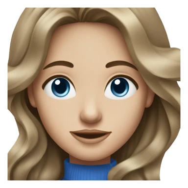 Portrait view of a a brunette girl with long wavy hair and blue eyes sticker