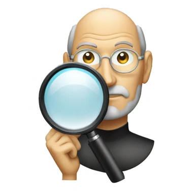 Steve jobs with magnifier sticker
