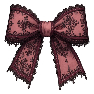 pink gothic bow with lace details and dark pink accents sticker