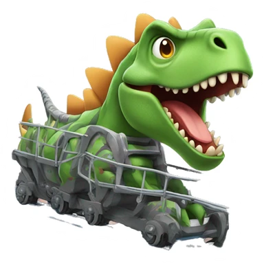 Dinosaur riding rollercoaster sticker