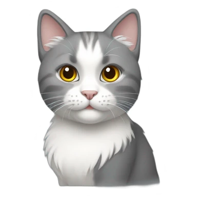 furry gray and white cat sticker