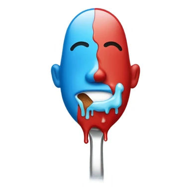 Red man leaking blue water out of his nose and sugar spoon sticker