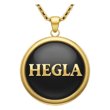 In black round stone of gold round pendant,the gold inscription "Helga" in large letters sticker