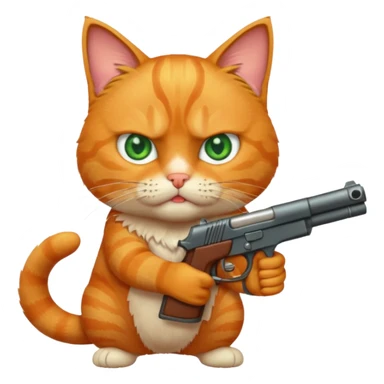 Cat with a gun that's angry sticker