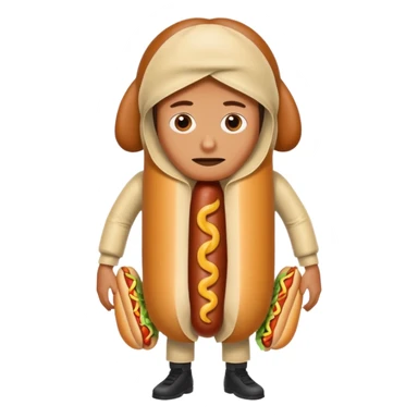 Person in hotdog costume saying “I don’t know” sticker