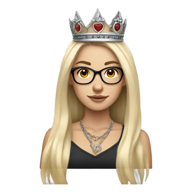 beautiful white girl with tattoos, wearing a crown and glasses with long blond hair  sticker