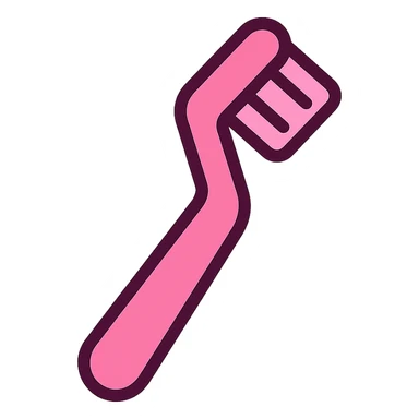 cute pink toothbrush, flat color icon style, minimal details, friendly vibe, no background sticker