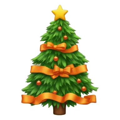 A Christmas tree with orange bows on it sticker
