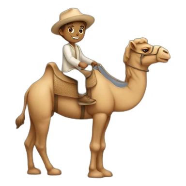 little white boy riding a camel sticker