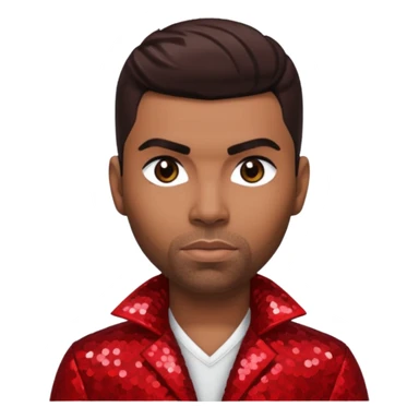 Ginuwine with dark brown hair, red sequin outfit sticker