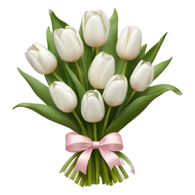 White tulips bouquet with light pink bow  sticker
