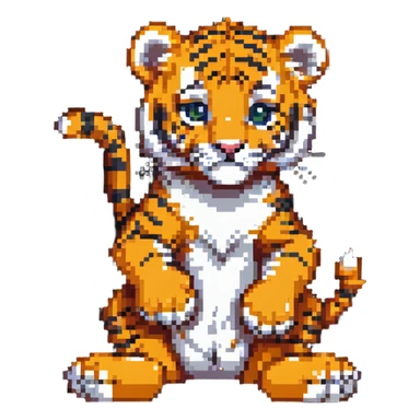 Baby tiger cub playing sticker