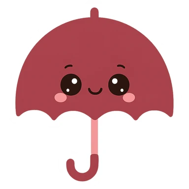 a kawaii umbrella with a face in burgundy color sticker