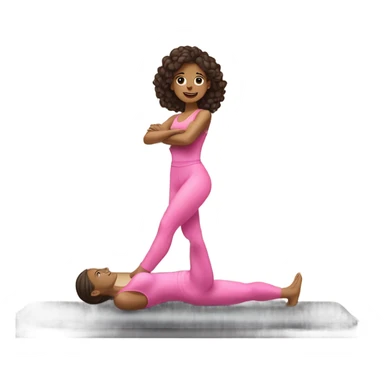 beautiful brunette girl pink clothes doing pilates sticker