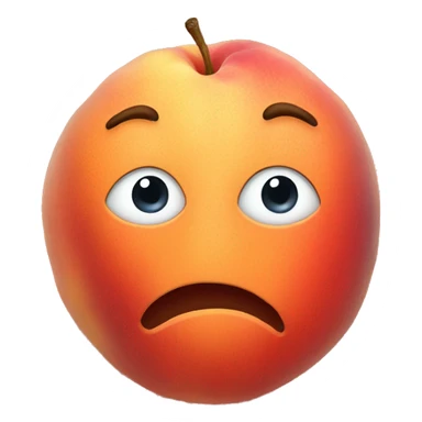 Man face between a giant peach sticker